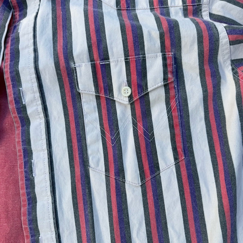 Wrangler Men's Brushpopper Striped Shirt - Pink Purple, White Western vintage XL - Picture 3 of 7